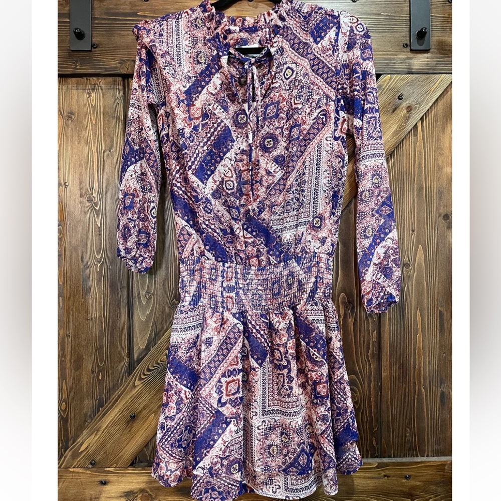 Veronica M Smocked Chiffon Dress Multi Color